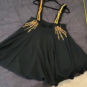 Unique Vintage Glow Skeleton Suspender Skirt XL